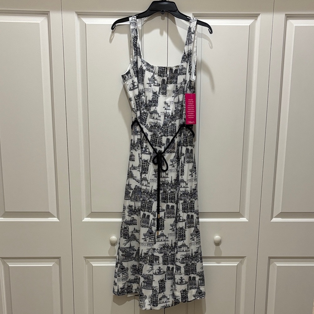 Karl Lagerfeld Monochrome Cityscape Midi Dress